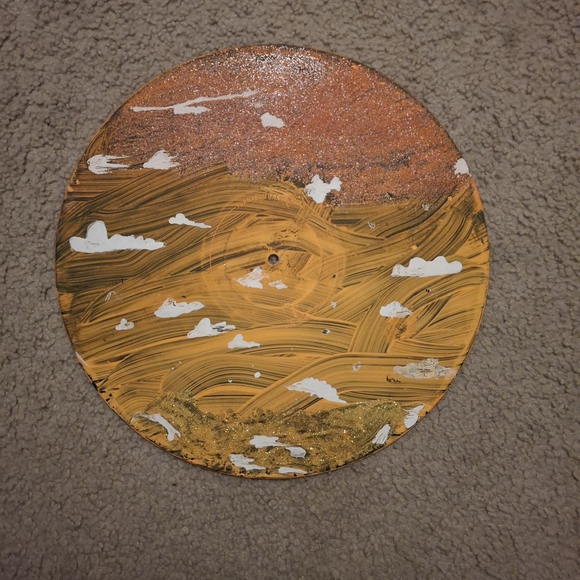 Other - Abstract Orange and Brown Painted Disc Art